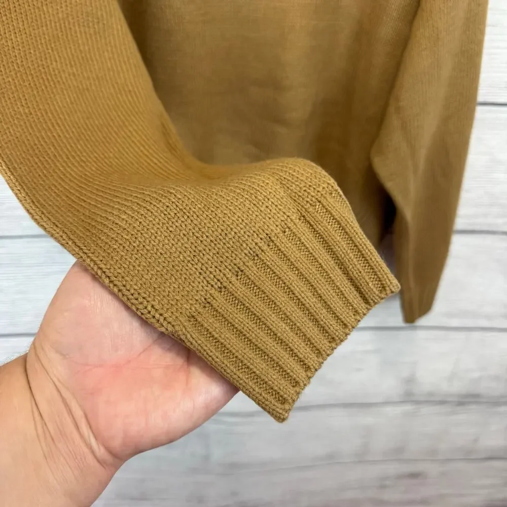 Elodie Women's Tan Crewneck Fall Crop Basic Sweater Size XL